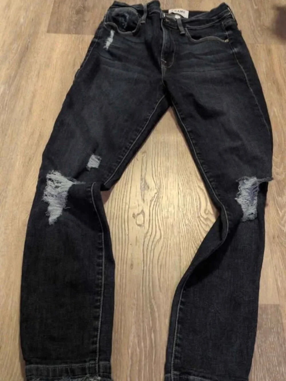 FRAME distressed jeans dark wash frayed hem size 27